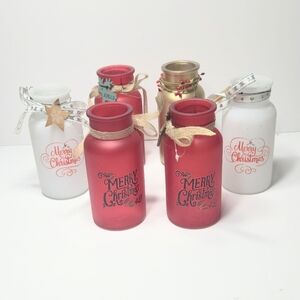 Lot Of 6 decorative christmas glass vases